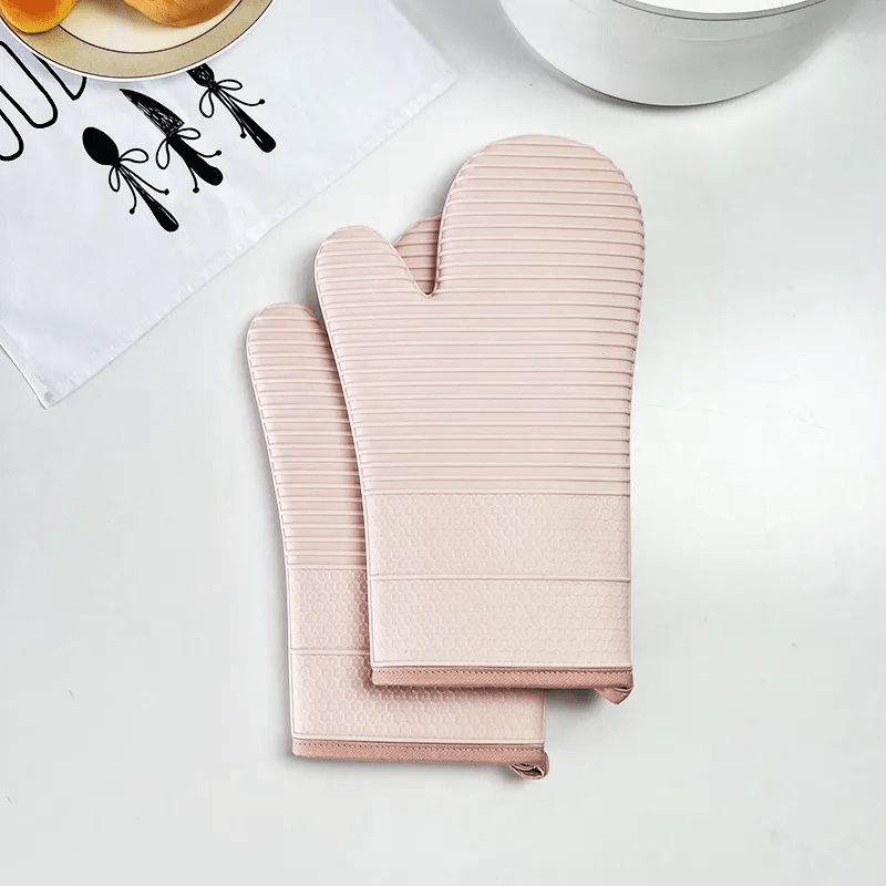 Silicone Oven Mitts 13 Inch Heat-Resistant Kitchen Gloves for Cooking Grilling Baking Non-Slip Grip BBQ Safety Protection Hot Pan Handling