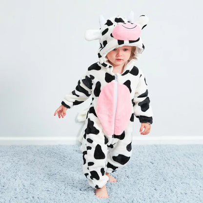Soft Baby Animal Onesie Costume with Hood – Full-Zip Fleece Outfit for Infants & Toddlers – Home, Playdates & Photo Ops