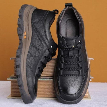 Men's Arch Support Leather Shoes Waterproof Slip-On Casual Dress Sneakers for Work Walking Office Daily Wear