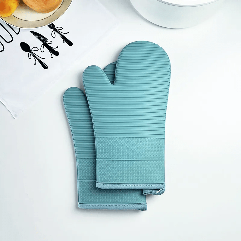 Silicone Oven Mitts 13 Inch Heat-Resistant Kitchen Gloves for Cooking Grilling Baking Non-Slip Grip BBQ Safety Protection Hot Pan Handling