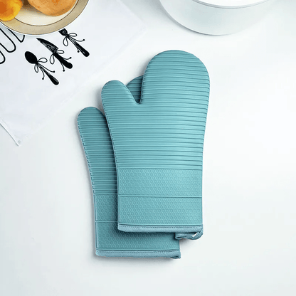 Silicone Oven Mitts 13 Inch Heat-Resistant Kitchen Gloves for Cooking Grilling Baking Non-Slip Grip BBQ Safety Protection Hot Pan Handling