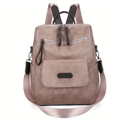 Convertible Faux Leather Backpack Purse for Women – Zip-Around Multi-Pocket Shoulder Bag Daypack for Work Travel School Everyday