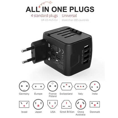International Travel Plug with USB Charger Ports