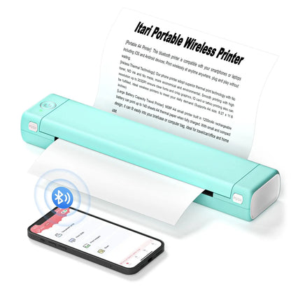 Portable Bluetooth Thermal Printer 6-Inch Inkless Document Photo Print USB Powered for Home Office Travel Notes Forms Labels