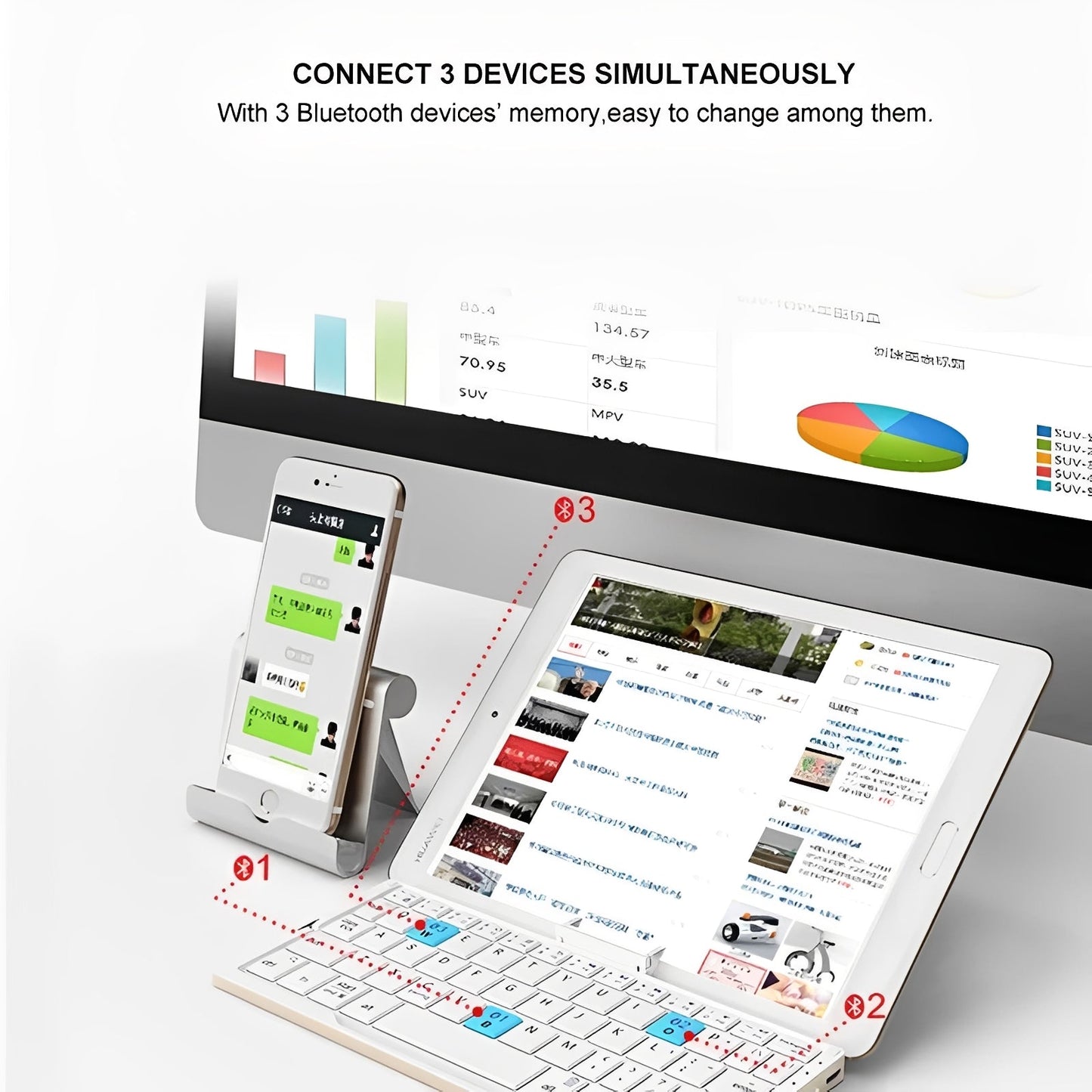 Compact Foldable Bluetooth Keyboard with Stand