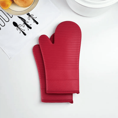 Silicone Oven Mitts 13 Inch Heat-Resistant Kitchen Gloves for Cooking Grilling Baking Non-Slip Grip BBQ Safety Protection Hot Pan Handling