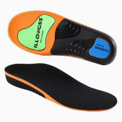 Cushioned Orthotic Inserts with Elevated Midfoot Support for Sneakers and Work Shoes