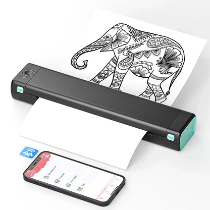 Portable Bluetooth Thermal Printer 6-Inch Inkless Document Photo Print USB Powered for Home Office Travel Notes Forms Labels