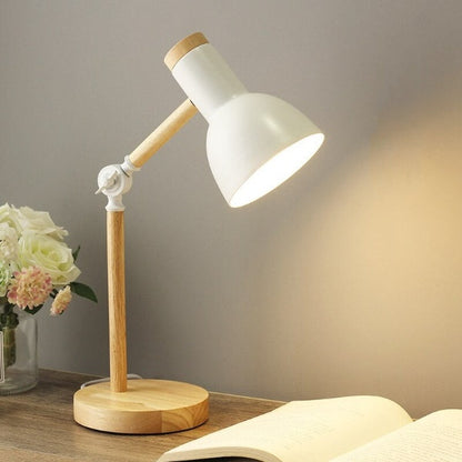 Articulated Wood & Metal LED Reading Lamp with Adjustable Arm – Modern Task Lighting for Desk, Office, Bedroom