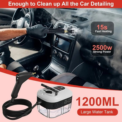 High-Pressure Steam Cleaner 2500W 221°F with 5 Brush Heads 6-Speed Adjustable for Home Kitchen Bathroom Car Furniture Appliances Deep