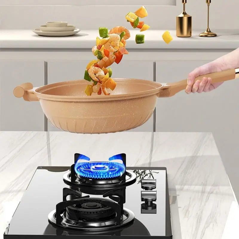 11-Inch Stir-Fry Skillet with Steaming Insert and Stay-Cool Handles for Induction and Gas Stoves