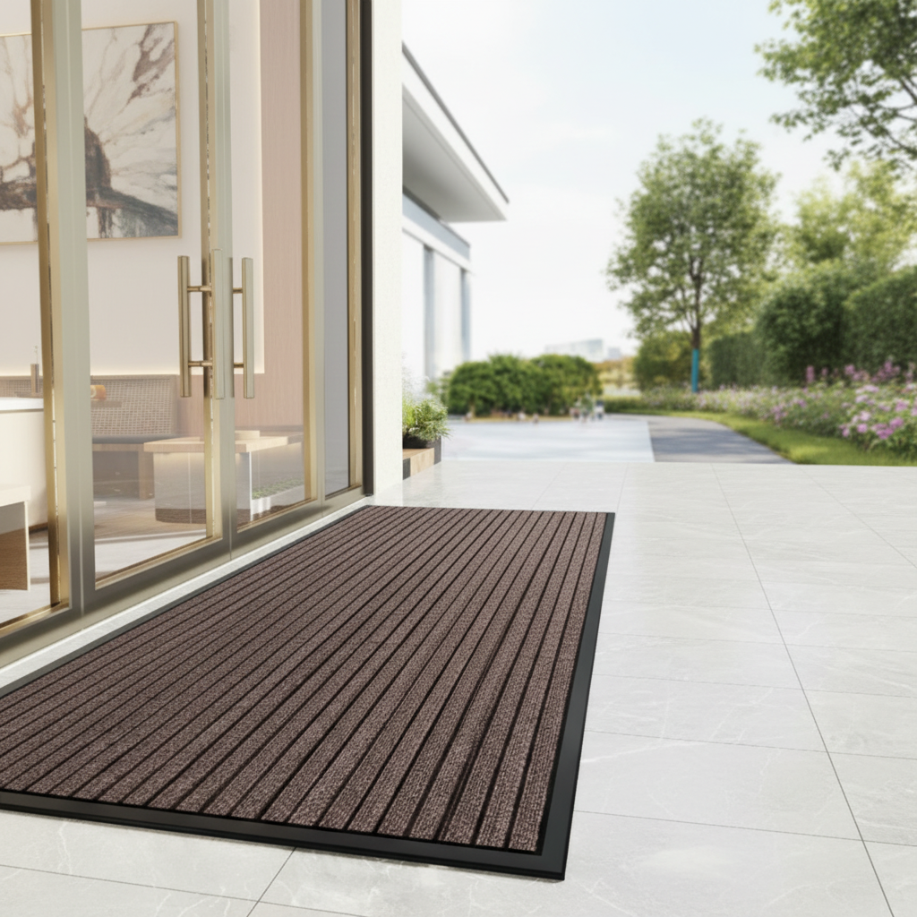 Indoor Outdoor Rubber Doormat Non-Slip Striped Entry Mat for Front Door Hallway Patio Foyer Mud Room High Traffic Areas Home Entryway