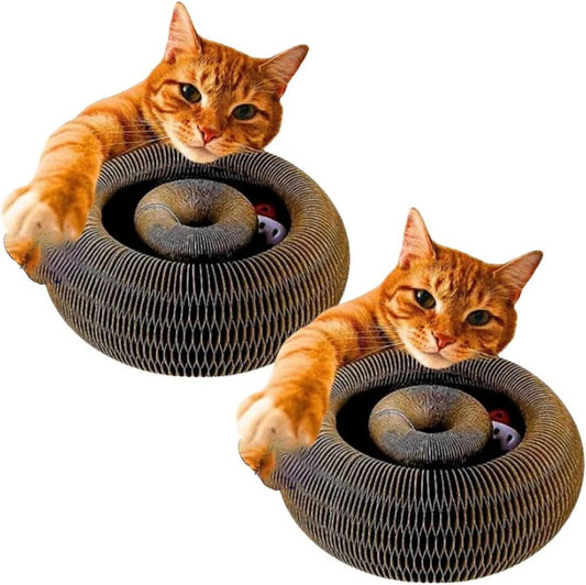 Fun Cat Scratcher with Spinning Ball Toy, 2 Piece Set - Ortekor