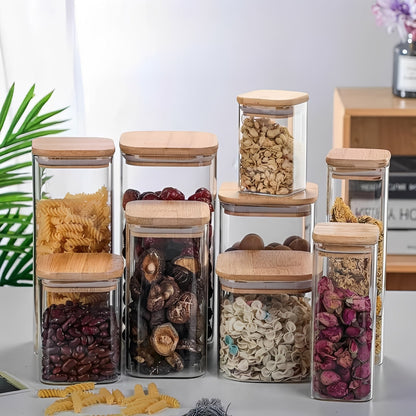 Clear Glass Container with Wooden Top, Simple Style