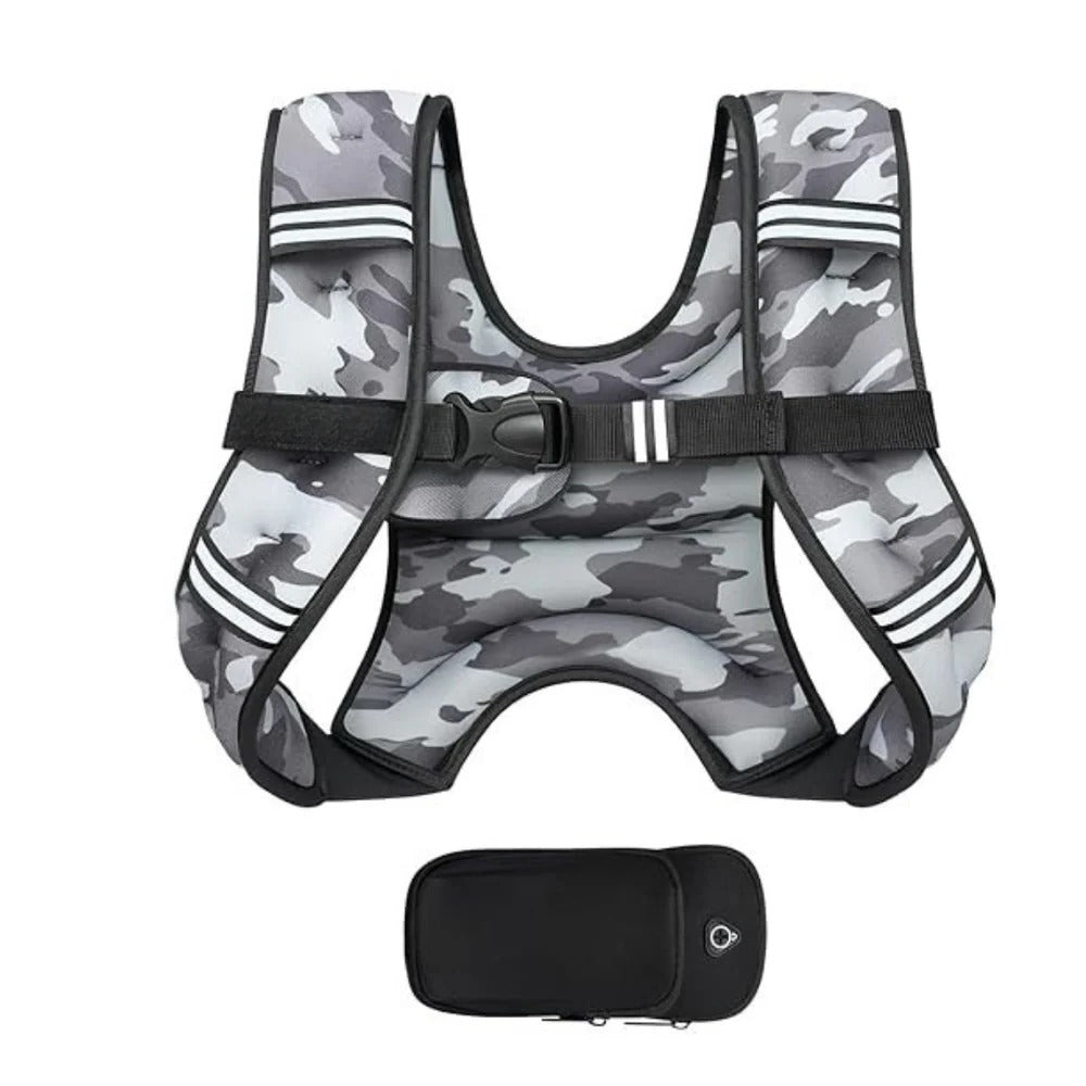 Adjustable Weighted Training Vest with Pockets and Detachable Bag