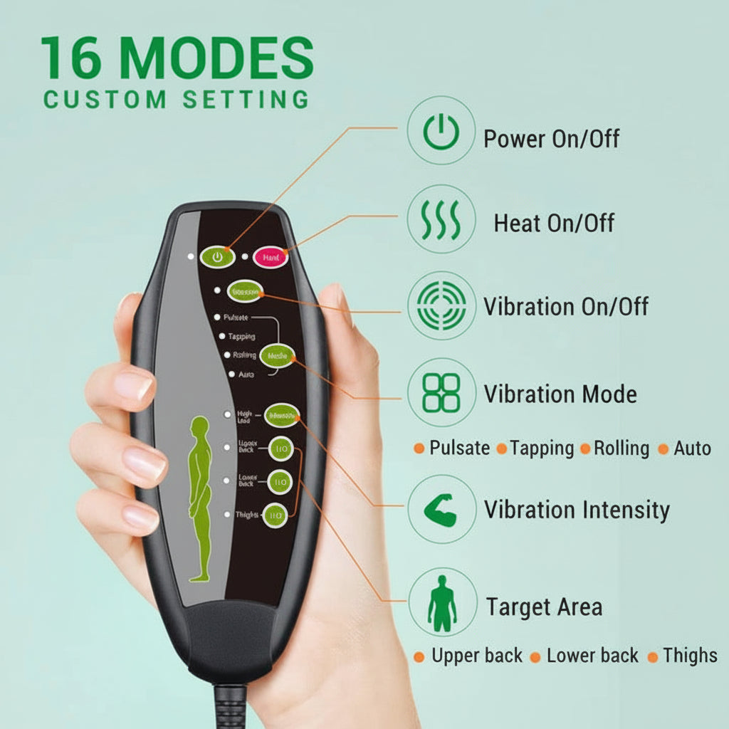 Heated Massage Car Seat Cushion with Vibration Relief