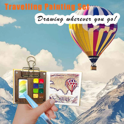 Compact Art Watercolor Kit with Brushes and Pad