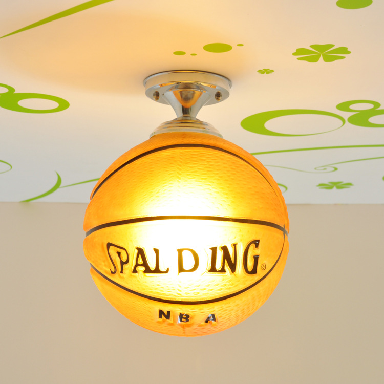 Kids Sports Flush Mount Light 12-Inch Dimmable LED Glass Fixture Basketball Football Theme Bedroom Playroom Boys Girls Room Decor Overhead L