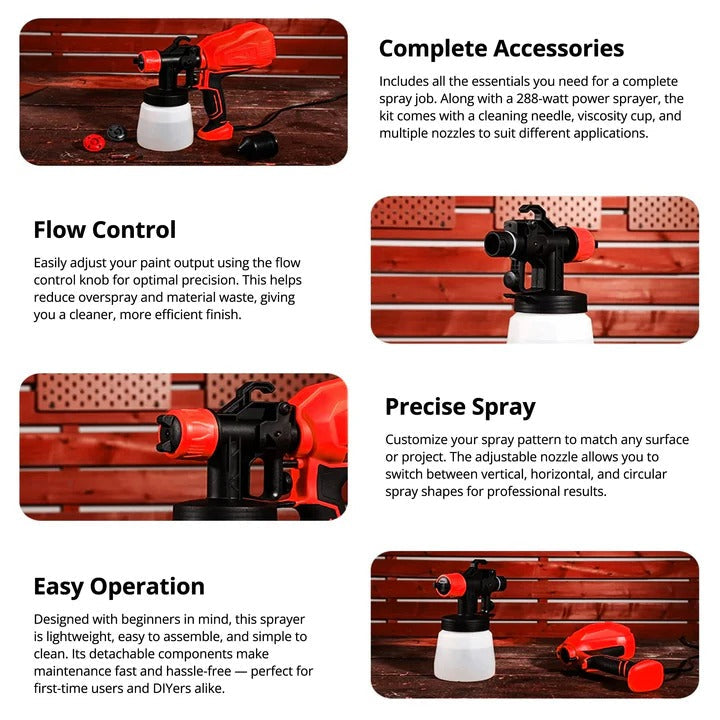 Portable Electric Paint Gun with Adjustable Nozzle