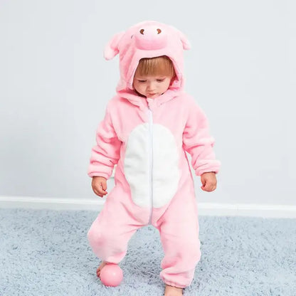 Soft Baby Animal Onesie Costume with Hood – Full-Zip Fleece Outfit for Infants & Toddlers – Home, Playdates & Photo Ops