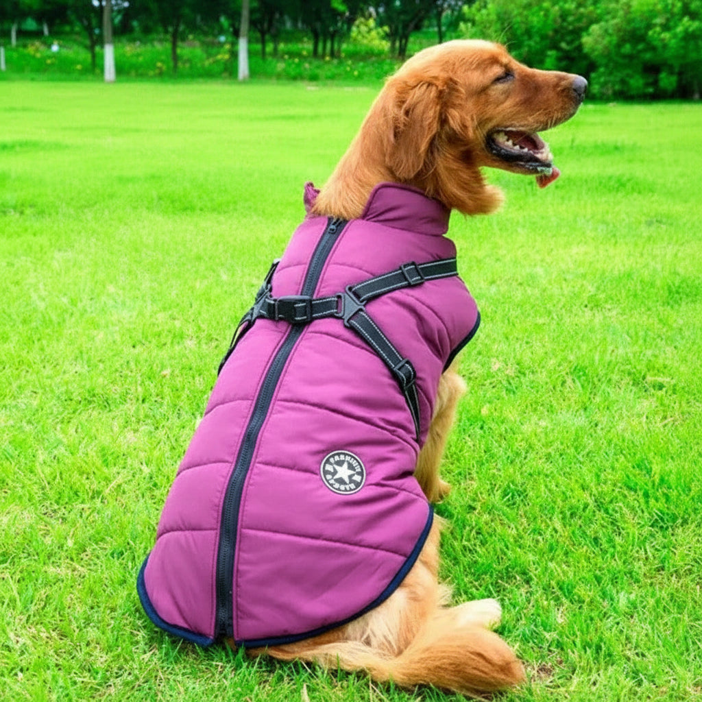 Warm Insulated Dog Coat with Fleece and Built-in Harness - Ortekor