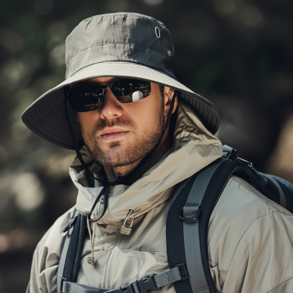 Men's Lightweight Fishing Hat with Adjustable Fit and Ventilated Crown for Hiking Beach Travel Camping Neck Coverage Summer Outdoor Activiti