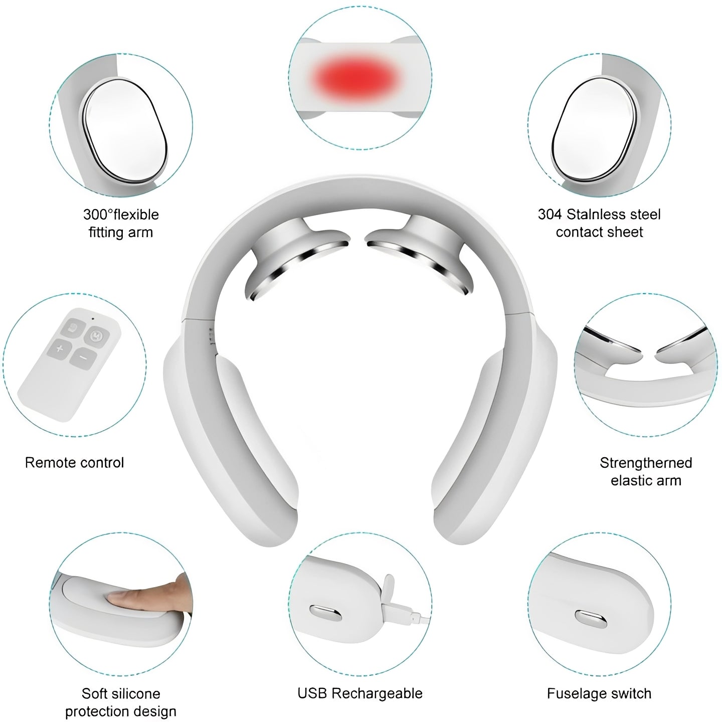 Heated Massage Therapy Collar with Adjustable Speed Settings