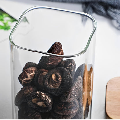 Clear Glass Container with Wooden Top, Simple Style