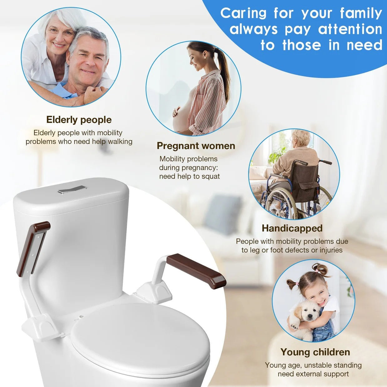 Sturdy Bathroom Grab Bar with Support Handles