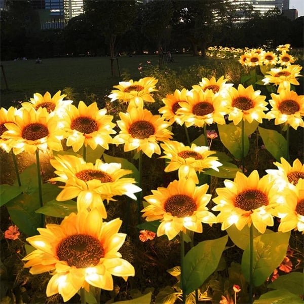 Solar Sunflower Garden Lights Outdoor Set | Automatic LED Pathway Stake Lights for Yard, Patio & Walkway | Wireless Weather-Resistant