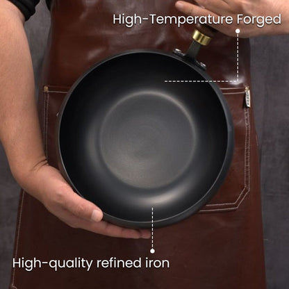 Heavy-Duty Iron Skillet Pan 12 in Diameter for High-Heat Cooking & Searing Asian Dishes on Gas Induction Stovetops