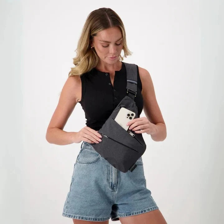 Waterproof Crossbody Sling Bag with Secure Zippers and Adjustable Strap