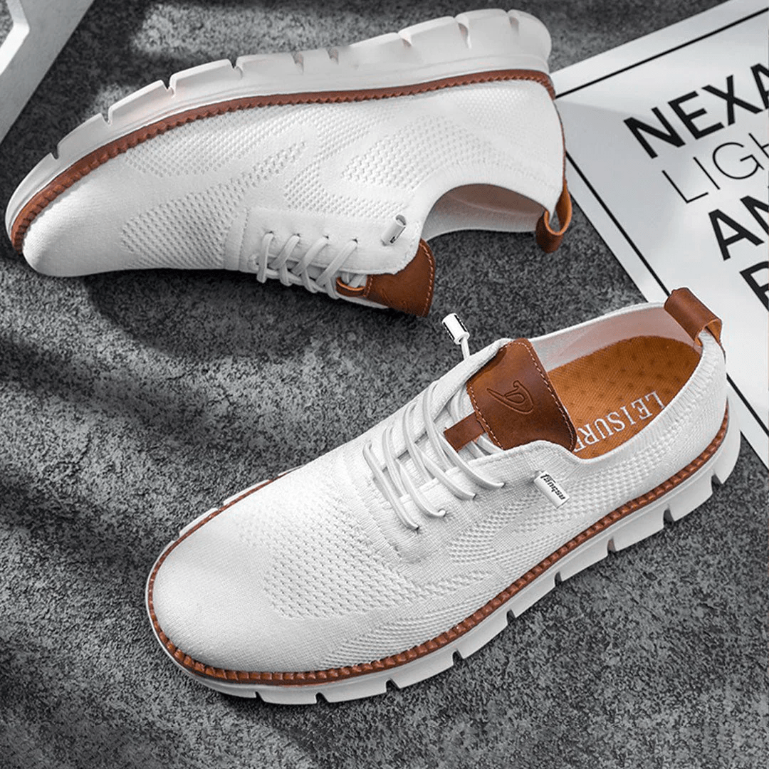 Men's Comfort Sneakers Lightweight Breathable Vegan Leather Everyday Shoes for Work Casual Office Walking