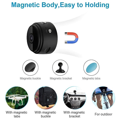 Compact Wireless Camera with Strong Magnet and 1080p Video