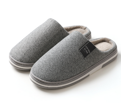 Men's Memory Foam Slippers with Non-Slip Sole – Warm Plush Indoor House Shoes for Winter, Slip-On Cushioned Moccasin Style
