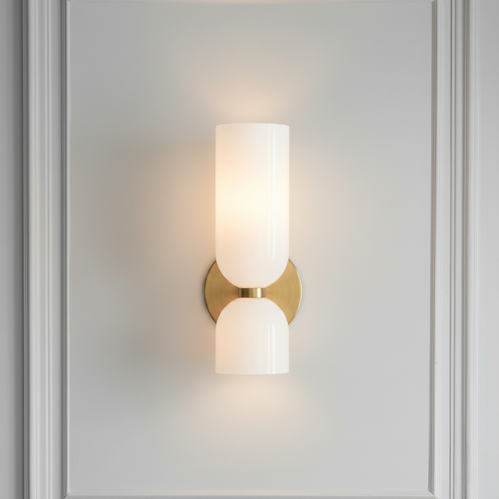 Glass & Iron Wall Sconce - Vintage-Inspired Dual-Light Fixture for Hallway, Bedroom & Dining Room - Hardwired Design with E12 Candelabra