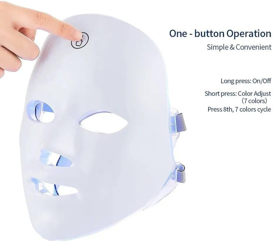 Rechargeable 7 Color LED Facial Mask with Adjustable Bands
