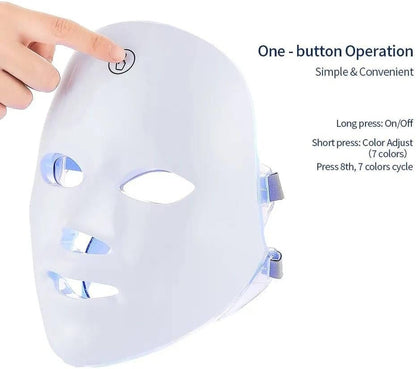 Rechargeable 7 Color LED Facial Mask with Adjustable Bands