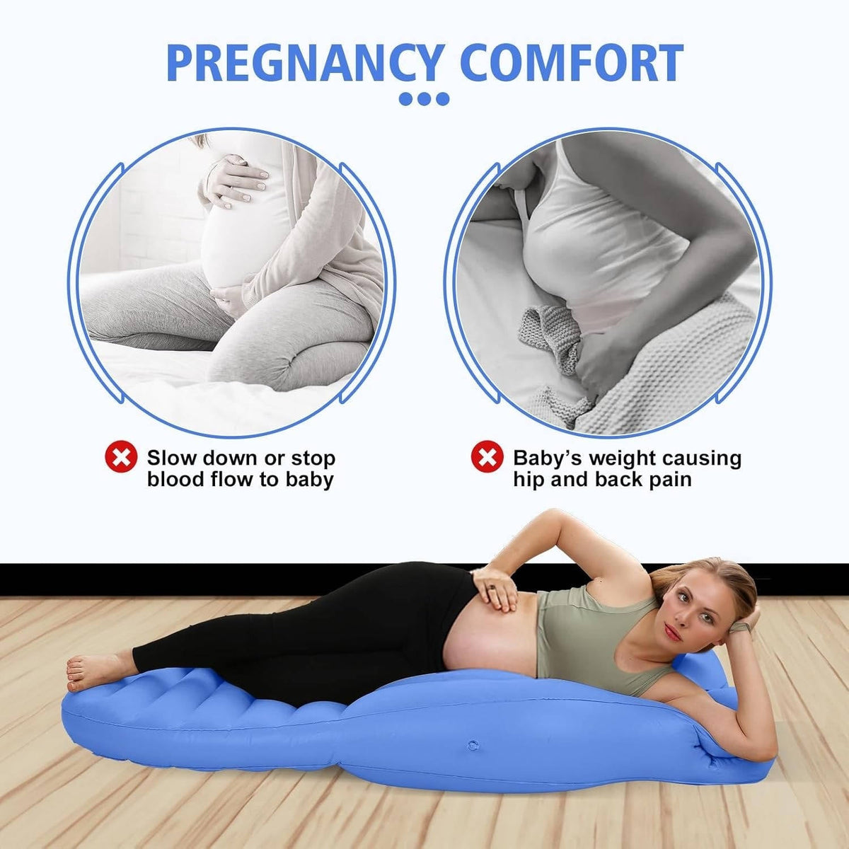 Inflatable Pregnancy Pillow, Stomach Sleeper Pillow with Belly Cutout, Adjustable Maternity Pillow with 2 Air Chambers