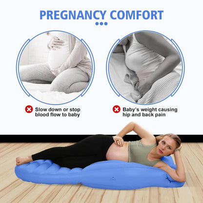 Inflatable Pregnancy Pillow, Stomach Sleeper Pillow with Belly Cutout, Adjustable Maternity Pillow with 2 Air Chambers