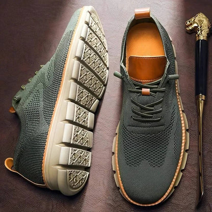 Men's Breathable Slip-On Dress Shoes – Cushioned Wide Toe Box Lightweight Knit Oxford for Work Office Casual Everyday Comfort
