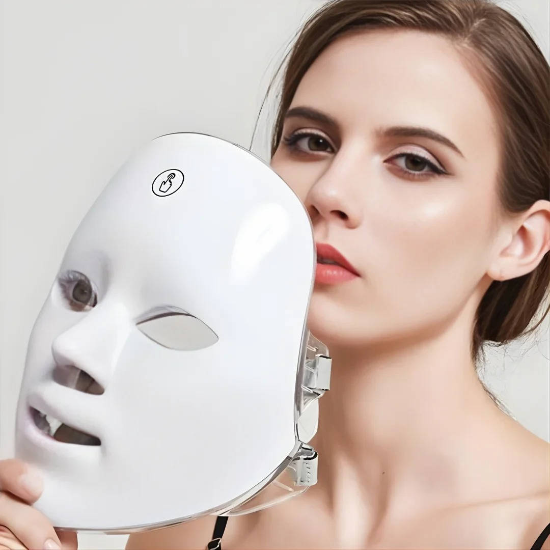 Rechargeable 7 Color LED Facial Mask with Adjustable Bands