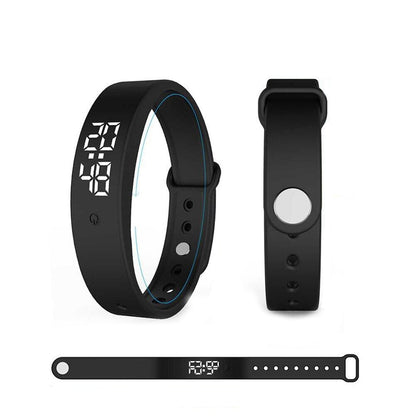 Digital Fitness Watch with Vibration Alerts, Waterproof LED Sports Wristwatch for Swimming and Running
