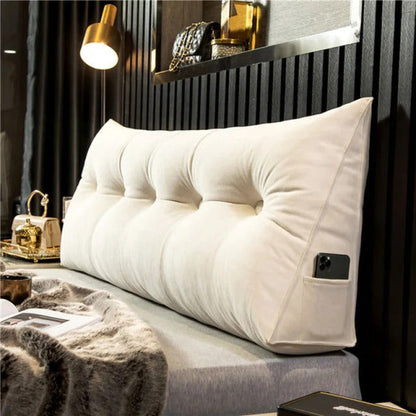 Upholstered Headboard Cushion for Bed – Ergonomic Back Support Pillow for Reading, Watching TV & Relaxing in Bedroom
