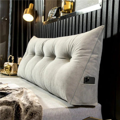 Upholstered Headboard Cushion for Bed – Ergonomic Back Support Pillow for Reading, Watching TV & Relaxing in Bedroom