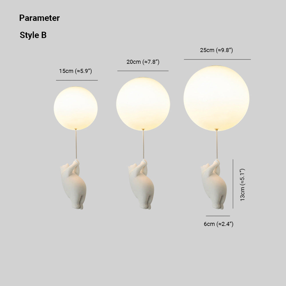 Kids LED Flush Mount Light with Bear & Balloon Design for Nursery Bedroom Playroom 5W White Acrylic Metal Fixture Low Ceiling Small Room Dec