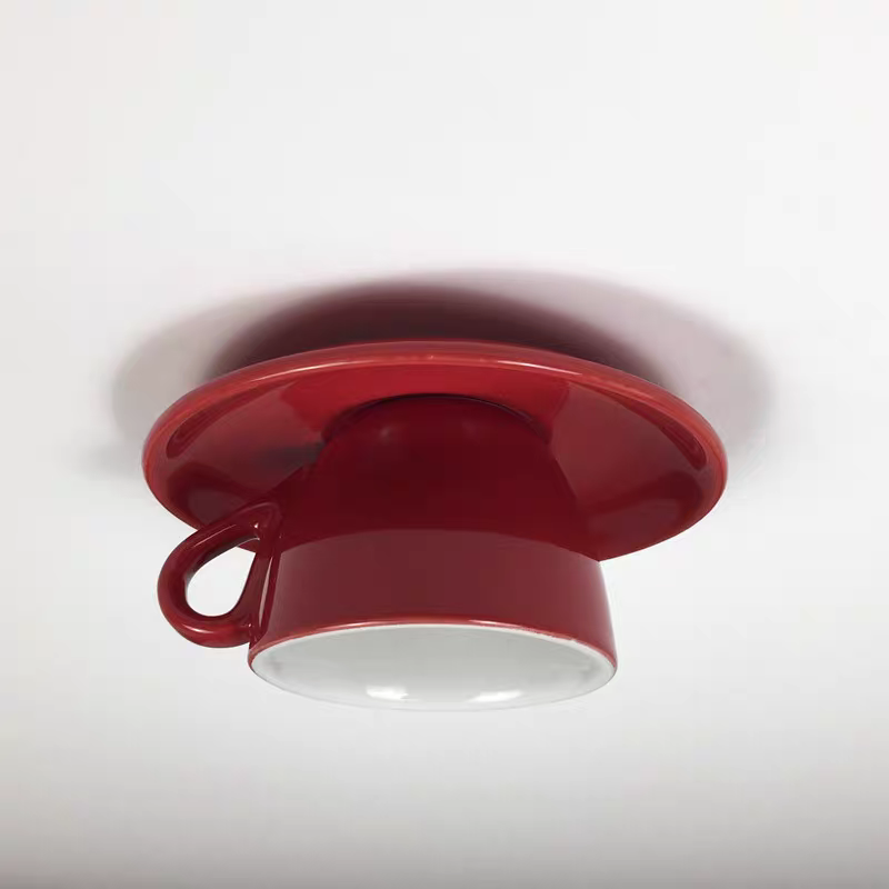 Flush Mount Cup-Shaped Ceramic LED Fixture for Bedrooms, Kids' Rooms & Living Spaces – Decorative G4 Overhead Lighting