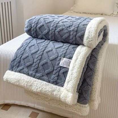 Reversible Sherpa Fleece Throw Blanket Plush Tufted Double-Sided for Couch Bed Sofa All-Season Warmth Bedroom Living Room Décor