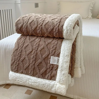 Reversible Sherpa Fleece Throw Blanket Plush Tufted Double-Sided for Couch Bed Sofa All-Season Warmth Bedroom Living Room Décor