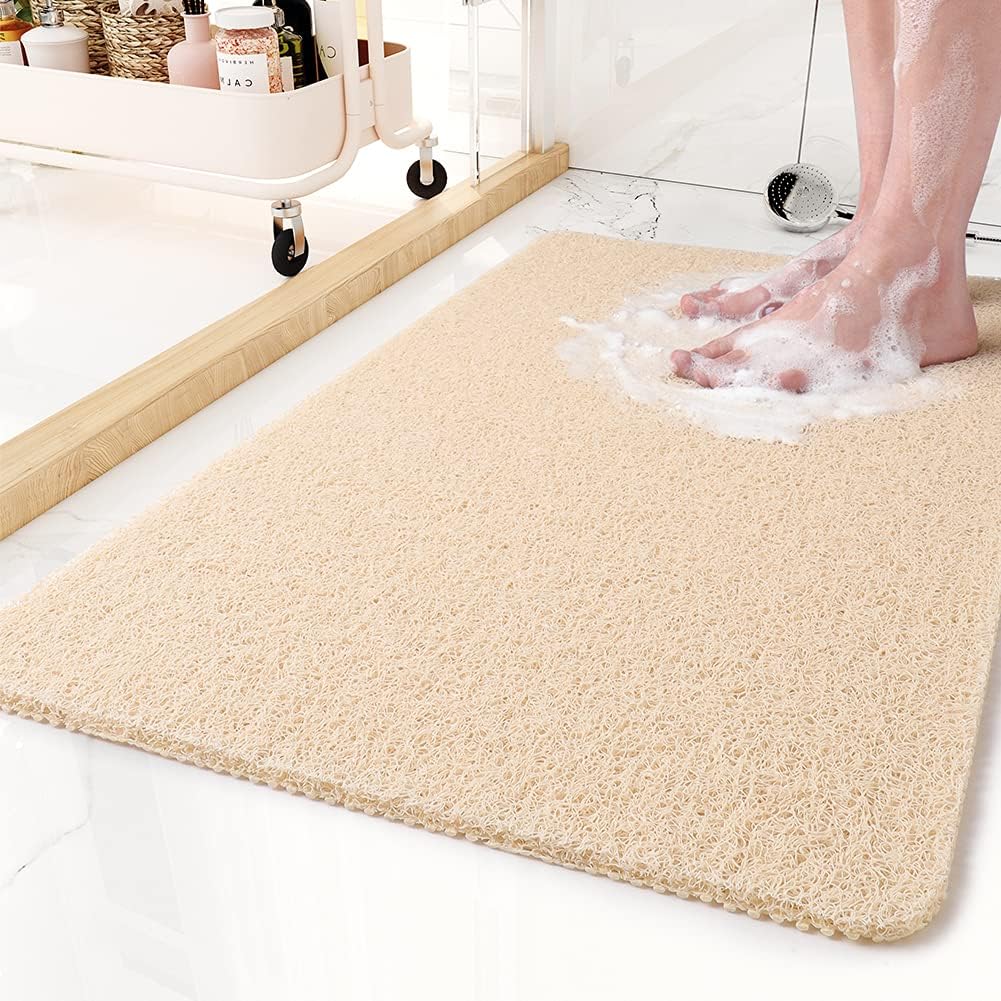 Non-Slip Bathroom Shower Mat with Quick-Dry Microban Fabric Soft Cushioned Anti-Slip Grip Surface Mold Resistant Bath Floor Mat for